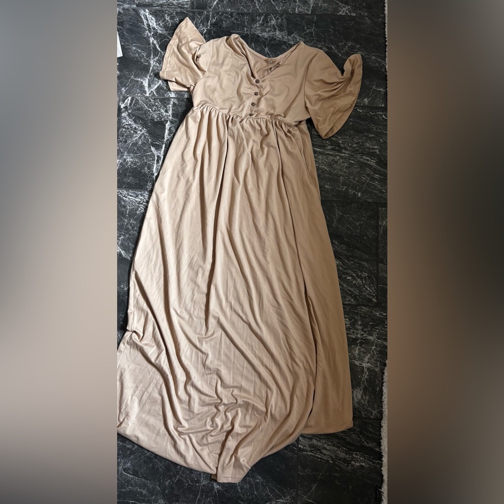 Elegant Tan Maxi Dress